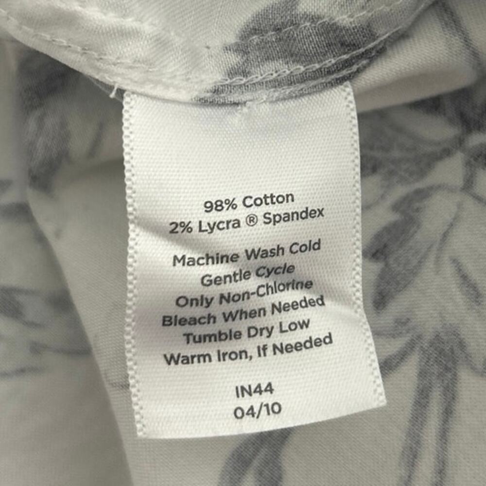 Talbots Size 8 Women’s Classic Tailored Button-Up, White with Gray Floral.” - Picture 3 of 10
